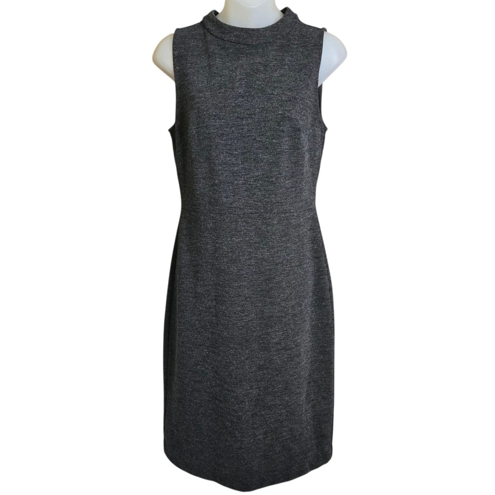 Ann Taylor Loft Womens Knit Shift Dress Size‎ 4 Gray Stretch Career Minimalist